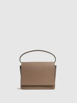 Reiss Camel Daphne Leather Concertina Cross-body Bag
