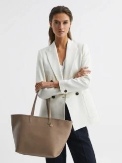 Reiss Taupe Dena Leather Tote Bag 8 Reiss Taupe Dena Leather Tote Bag -Style Trend Shop D08071s2
