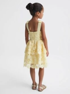 Reiss Lemon Bethany Junior Bow Strap Lace Dress -Style Trend Shop D17 100s5
