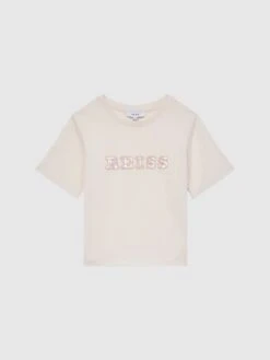 Reiss Pale Pink Jasmine Senior Sequin T-Shirt -Style Trend Shop D17101s2