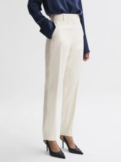 Reiss Cream Ember High-rise Slim Leg Trousers -Style Trend Shop D17108s3