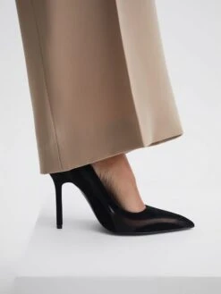Reiss Black Dahlia Leather Sheer Court Shoes -Style Trend Shop D18 847s3