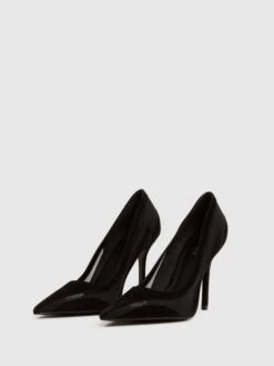 Reiss Black Dahlia Leather Sheer Court Shoes -Style Trend Shop D18 847s4