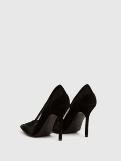 Reiss Black Dahlia Leather Sheer Court Shoes -Style Trend Shop D18 847s5