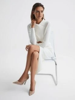 Reiss Latte Dahlia Leather Sheer Court Shoes -Style Trend Shop D18 848s3