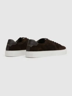 Reiss Chocolate Finley Suede Trainers -Style Trend Shop D18 852s4