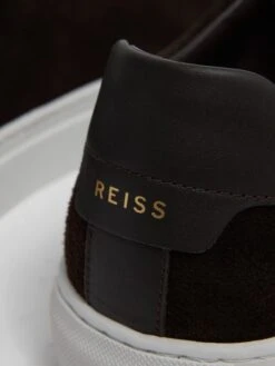 Reiss Chocolate Finley Suede Trainers -Style Trend Shop D18 852s5