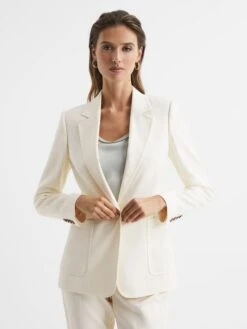 Reiss Cream Ember Tailored Single Breasted Blazer