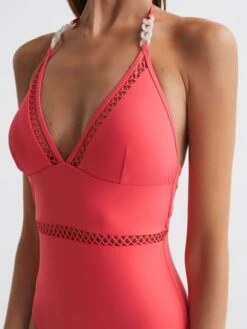 Reiss Coral Ray Halter Swimsuit -Style Trend Shop D20053s4