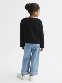 Reiss Black Esmie Junior Tweed Jacket 12 Reiss Black Esmie Junior Tweed Jacket -Style Trend Shop D20950s5