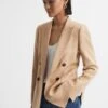 Reiss Light Camel Larsson Double Breasted Twill Blazer -Style Trend Shop D20959s