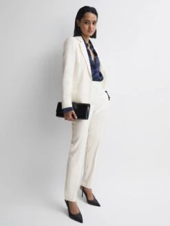 Reiss Cream Ember Tailored Single Breasted Blazer 12 Reiss Cream Ember Tailored Single Breasted Blazer -Style Trend Shop D20961s4