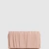 Reiss Blush Camille Satin Pleated Clutch Bag