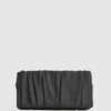 Reiss Black Camille Satin Pleated Clutch Bag -Style Trend Shop D21 807s