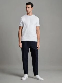 Reiss White Cooper Honeycomb Short Sleeve T-Shirt -Style Trend Shop D21312s3