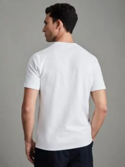 Reiss White Cooper Honeycomb Short Sleeve T-Shirt -Style Trend Shop D21312s4