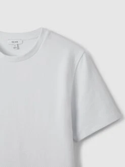 Reiss White Cooper Honeycomb Short Sleeve T-Shirt -Style Trend Shop D21312s5