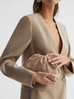 Reiss Blush Elsa Nappa Leather Clutch Bag -Style Trend Shop D21800s2