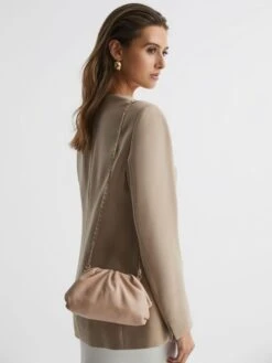 Reiss Blush Elsa Nappa Leather Clutch Bag -Style Trend Shop D21800s3