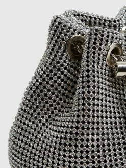 Reiss Silver Demi Crystal Mini Bucket Bag -Style Trend Shop D21803s6