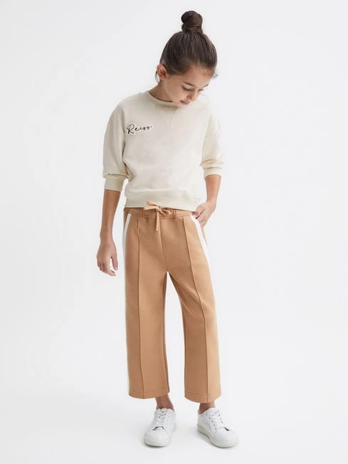 Reiss Camel Tegan Senior Jersey Side Stripe Trousers 3 Reiss Camel Tegan Senior Jersey Side Stripe Trousers