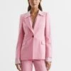 Reiss Pink Blair Petite Single Breasted Wool Blend Blazer