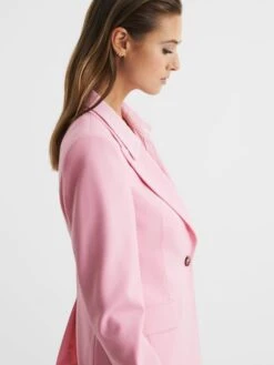 Reiss Pink Blair Petite Single Breasted Wool Blend Blazer -Style Trend Shop D25 832s7