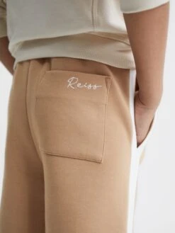 Reiss Camel Tegan Junior Jersey Side Stripe Trousers -Style Trend Shop D25825s4