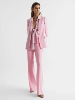 Reiss Pink Blair High Rise Wide Leg Trousers -Style Trend Shop D25829s6