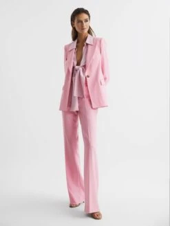 Reiss Pink Blair Single Breasted Wool Blend Blazer -Style Trend Shop D25833s5