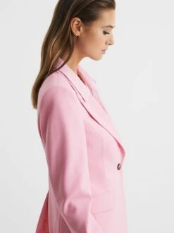 Reiss Pink Blair Single Breasted Wool Blend Blazer -Style Trend Shop D25833s6