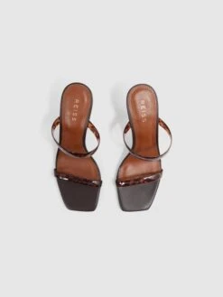 Reiss Tortoise Emery Tortoiseshell Double Strap Heels -Style Trend Shop D28 890s3