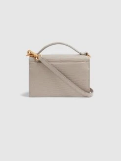 Reiss Grey Oxford Grained Leather Mini Cross-Body Bag -Style Trend Shop D28905s3