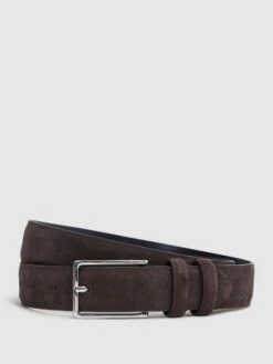 Reiss Chocolate Dante Suede Belt