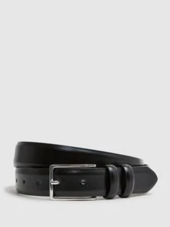 Reiss Black Dante Smooth Leather Belt