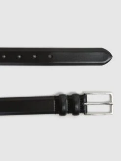 Reiss Black Dante Smooth Leather Belt -Style Trend Shop D29 773s3