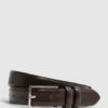 Reiss Chocolate Dante Smooth Leather Belt -Style Trend Shop D29 774s