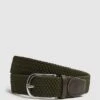 Reiss Khaki Elmont Woven Belt -Style Trend Shop D29 778s