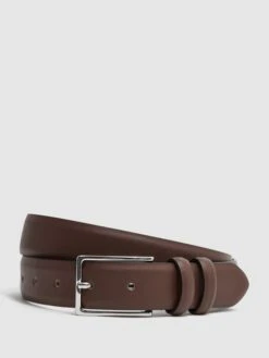 Reiss Tan Dante Smooth Leather Belt