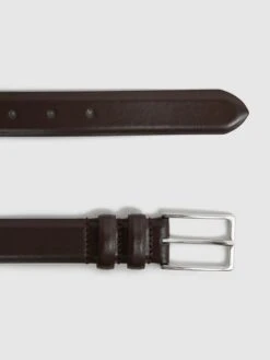 Reiss Chocolate Dante Smooth Leather Belt -Style Trend Shop D29774s3