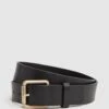Reiss Black Grayson Leather Rivet Belt -Style Trend Shop D29775s