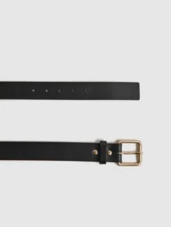 Reiss Black Grayson Leather Rivet Belt -Style Trend Shop D29775s3