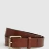 Reiss Tan Grayson Leather Rivet Belt -Style Trend Shop D29776s