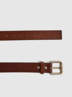 Reiss Tan Grayson Leather Rivet Belt -Style Trend Shop D29776s3