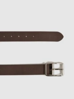 Reiss Chocolate/Tan Rowan Nubuck Leather Reversible Belt -Style Trend Shop D29793s4