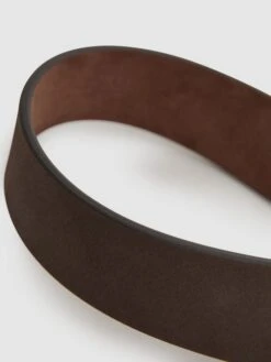 Reiss Chocolate/Tan Rowan Nubuck Leather Reversible Belt -Style Trend Shop D29793s5
