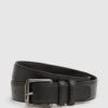 Reiss Black Lucas Grained Leather Belt