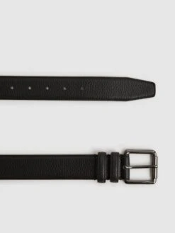 Reiss Black Lucas Grained Leather Belt -Style Trend Shop D29794s3