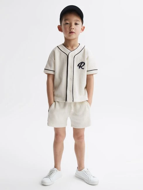 Reiss Ecru Jonny Junior Textured Collarless Shirt 5 Reiss Ecru Jonny Junior Textured Collarless Shirt - Image 3