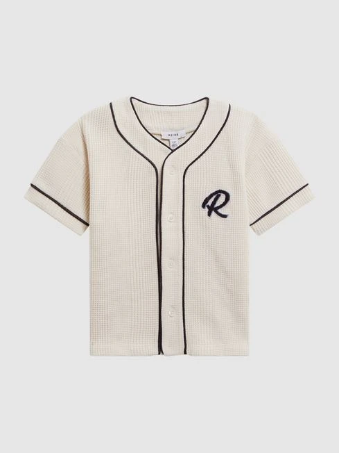 Reiss Ecru Jonny Senior Textured Collarless Shirt 3 Reiss Ecru Jonny Senior Textured Collarless Shirt - Image 2